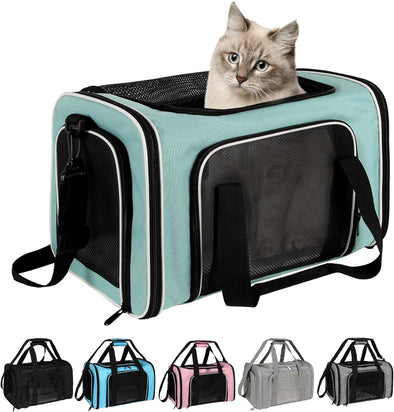 Cat, Dog Carrier for Small Medium Pet Carriers up To15Lbs, Cat Carrier Soft- Sided Puppy Cat Bag Portable Foldable Airline Approved Carrier Travel (Green 18 * 11 * 11)