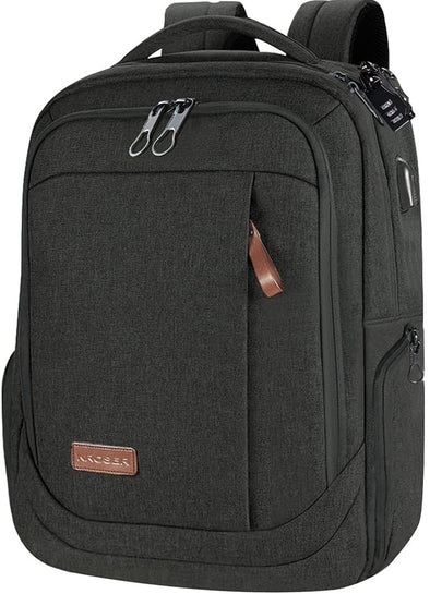 KROSER Laptop Backpack Large Computer Backpack Fits up to 17.3 Inch Laptop with USB Charging Port Water-Repellent Travel Backpack Casual Daypack for Business/College/Women/Men-Charcoal Black