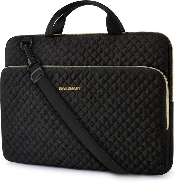 BAGSMART Protective Sleeve Case Compatible with Macbook Pro 16 Inch,15.6 Inch, Hp,Dell,Acer Aspire,Asus Notebook,Laptop with Shoulder Strap,Pocket,Handle,Black