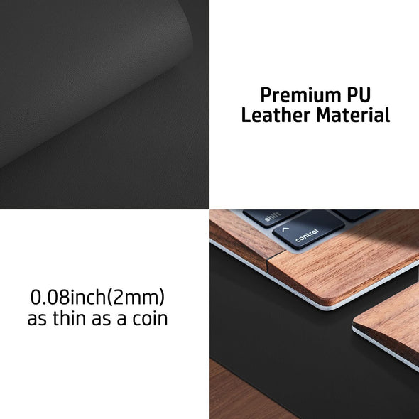Aothia Leather Desk Pad Protector,Mouse Pad,Office Desk Mat, Non-Slip PU Leather Desk Blotter,Laptop Desk Pad,Waterproof Desk Writing Pad for Office and Home (Black,31.5" X 15.7")