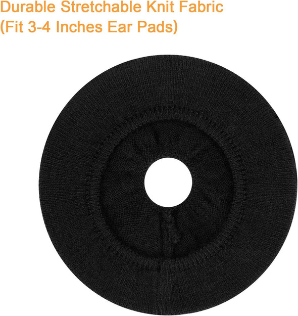 Earpads Sweater Cover Protectors with Stretchable Knit Fabric for Beats Studio 3/2 Bose QC35 25 15 Headphones and Other Headsets with 3-4 Inch Ear Cushions [ 2 Pairs ] (Black)