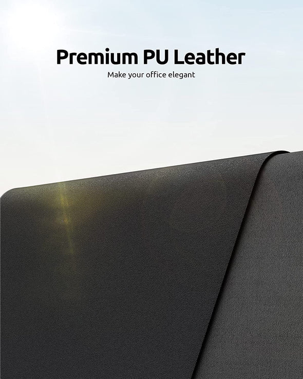 Ysagi Leather Desk Pad Protector, Office Desk Mat, Large Mouse Pad, Non-Slip PU Leather Desk Blotter, Laptop Desk Pad, Waterproof Desk Writing Pad for Office and Home (Black, 23.6" X 13.8")