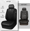 CAR PASS Piping Luxury Faux PU Leather Two Front Car Seat Covers, Waterproof anti Slip Seat Covers Compatible with Front Seat Armrests,Universal Fit for Suvs,Vans,Trucks, Airbag Compatible(All Black)