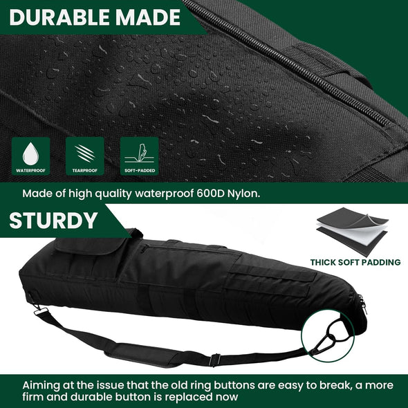 Soft Double Shotgun Rifle Case 38” 42” 44” 46" 52" Long Gun Bag W/Padded Handle - Adjustable Sling Dual Lockable Zippers, Multiple Magazine Holder Pouches Outdoor Tactical Accessory Bags