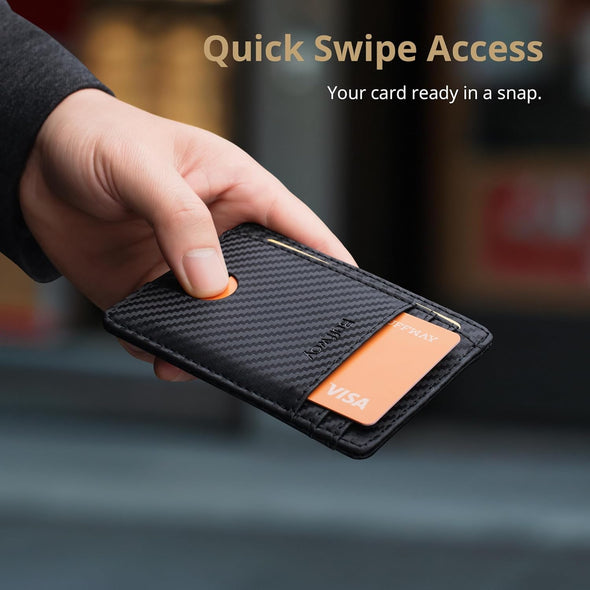Buffway Slim Minimalist Front Pocket RFID Blocking Leather Wallets for Men and Women