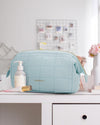 BAGSMART Makeup Bag Travel Toiletry Bag, Puffy Padded Make up Bags for Women Makeup Organizer Case, Wide-Open Pouch Purse Travel Essentials Toiletries Accessories Brushes, Light Blue