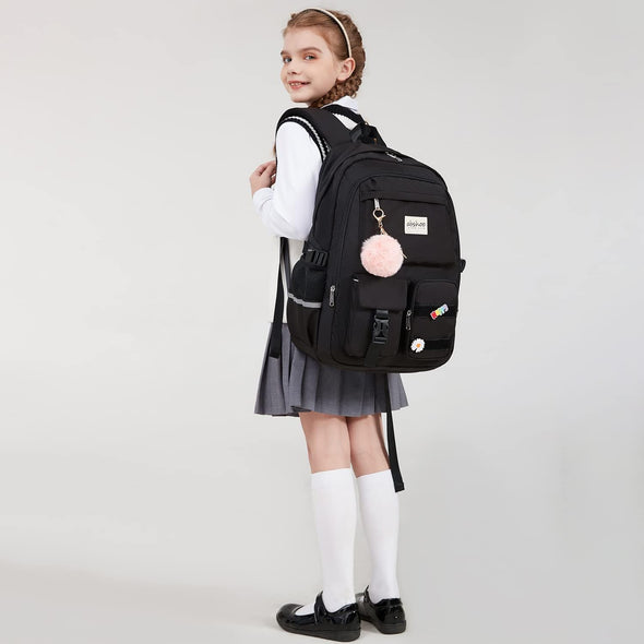Abshoo Big Student Laptop Backpack for College Women Middle High School Teen Girls Bookbag Travel Daypack (Black)