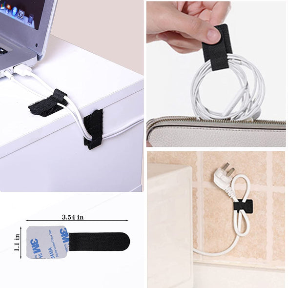 N NOROCME 192 PCS Cable Management Kit 4 Wire Organizer Sleeve,11 Cable Holder,35Cord Clips 10+2 Roll Cable Organizer Straps and 100 Fastening Cable Ties for Computer TV under Desk, Black,Clear