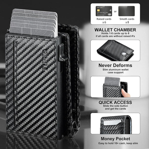 Furid Card Wallet for Men Slim: Smart Wallet - Rfid Minimalist Front Pocket with ID Window Pop up Wallet Gift for Male