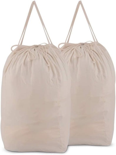 Mcleanpin Washable Laundry Bags with Handles,140L Dirty Clothes Storage for College Dorm & Travel,2 Pack (Beige)