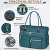 RAINSMORE Teacher Tote Bag 15.6 Inch Laptop Bag for Women Work Bags Laptop Tote Nurse Bag Professional Computer Messenger with Insulated Pocket, Laptop Briefcase for Office, College, Nursing, Teal