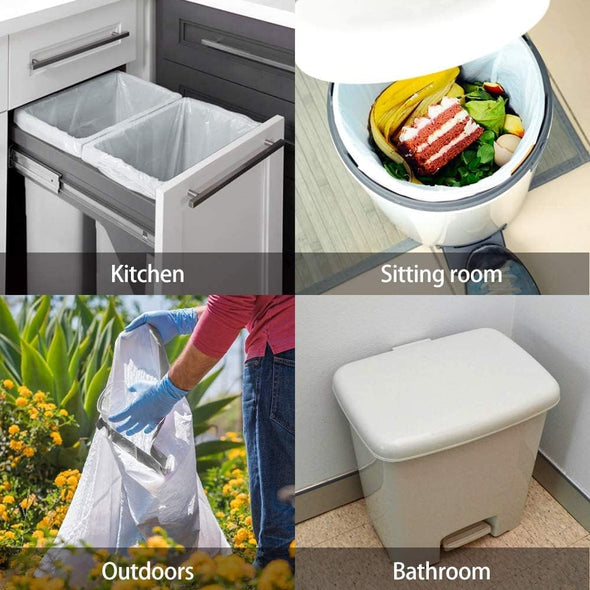 4 Gallon 140 Counts Strong Drawstring Trash Bags Garbage Bags by Teivio, Bathroom Trash Can Bin Liners, Small Plastic Bags for Home Office Kitchen, White