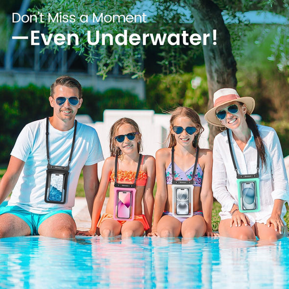 Niveaya Double Space Waterproof Phone Pouch - 2 Pack, Waterproof Phone Lanyard Case with Iphone 16/15/14/13/12 Pro Max up to 8.3", Phone Dry Bags for Vacation Beach Pool Kayak Cruise Travel Essentials