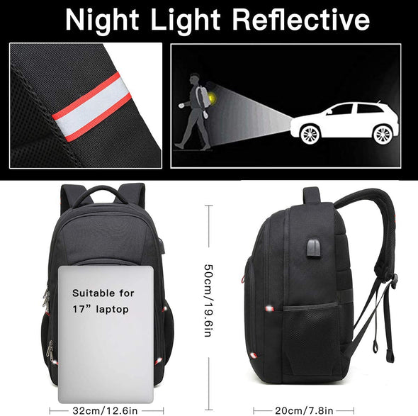 Della Gao Laptop Backpack for Men, Large Anti-Theft Business Travel Backpack with USB Charging Port, Water Resistant College School Computer Bag for Men/Women for 17 Inch Laptop and Notebook