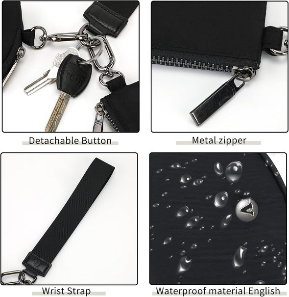 Keychain Wallet Wristlet Wallets for Women Mini Zip Dual Pouch Wristlet
