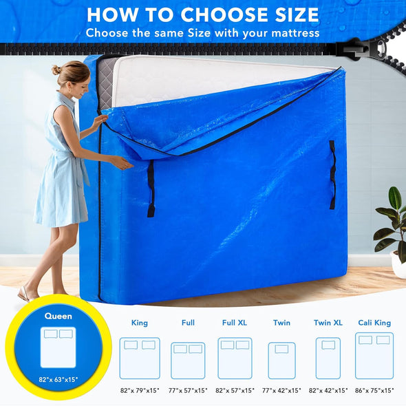 Alexhome Mattress Bag, Heavy Duty Tarp Reusable Storage Bag,Easy Carrier Mattress Moving Cover (Queen Size)