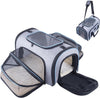 Siivton 4 Sides Expandable Pet Carrier, Airline Approved Soft-Sided Dog Cat Carrier Bag with Fleece Pad for Cats, Puppy and Small Animals (4 Extension Gray_Blue, L:18.0" L X 11.0" W X 11.0" H)