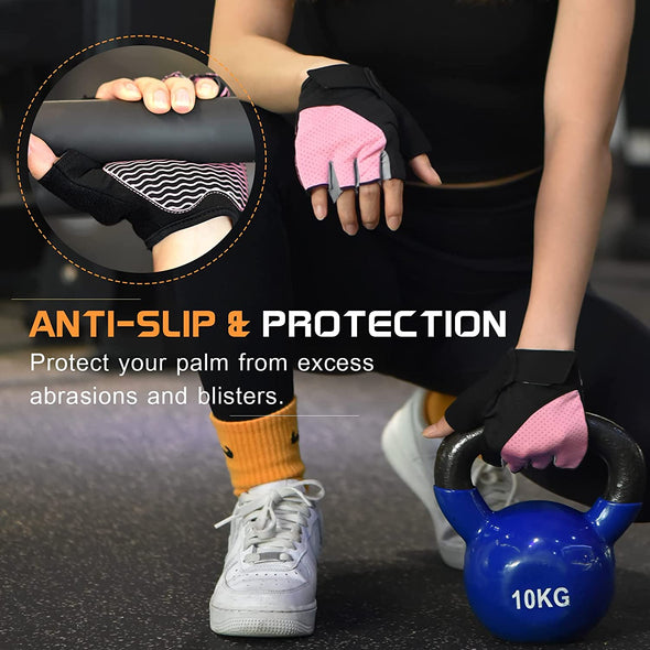 Sunnex Gym Gloves - Fingerless, Breathable Workout Gloves for Weightlifting, Cycling & More
