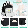 Convertible Diaper Bag Tote, Wide Open Top 14 Pockets Nappy Backpack with Stroller Buckle, Water-Resistant (Black)