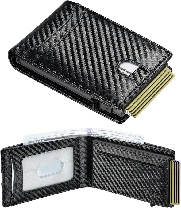 Furid Card Wallet for Men Slim: Smart Wallet - Rfid Minimalist Front Pocket with ID Window Pop up Wallet Gift for Male