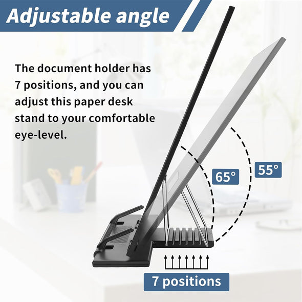 TONOS Paper Stand Document Holder - Quality Document Holder for Desk, Paper Stand for Desk When Typing, Sturdy Stainless Steel Copy Holder, Adjustable Angle, Paper Holder Stand for Desk Typing