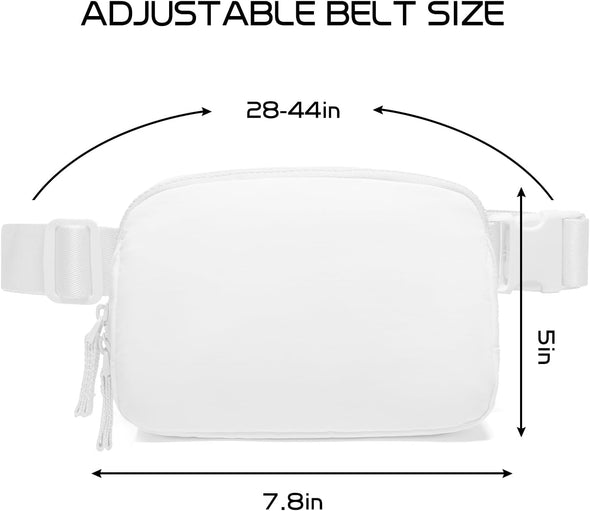 Belt Bag for Women Two-Way Zipper Cross Body Fanny Pack Fashion Waist Packs Everywhere Belt Bag with Adjustable Strap Gifts for Teen Girls Women Men (White)