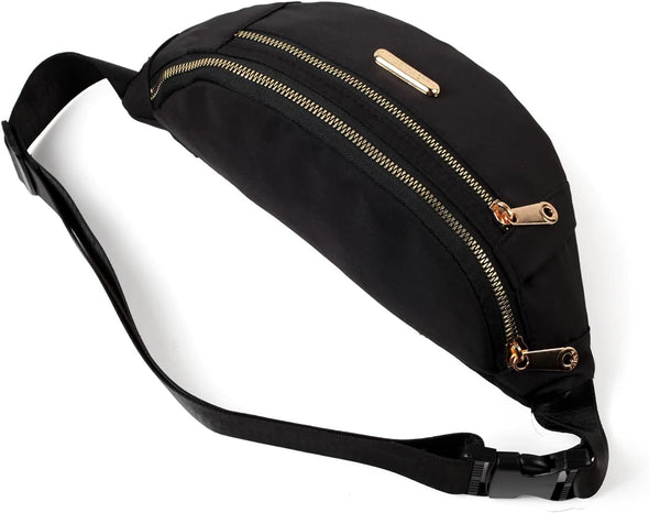 Fanny Pack Waist Pack for Women, Fashion Waist Bag with Adjustable Strap for Travel Sports Running Black