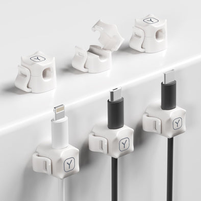 6-Pack Cable Clips, Cord Holder, Cord Organizer for Nightstand, Adhesive Cord Organizer, Stable Charging Wire Management for Desk/Nightstand/Wall, Home Office & Gaming Setup(White)