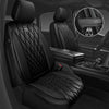 CAR PASS Piping Luxury Faux PU Leather Two Front Car Seat Covers, Waterproof anti Slip Seat Covers Compatible with Front Seat Armrests,Universal Fit for Suvs,Vans,Trucks, Airbag Compatible(All Black)
