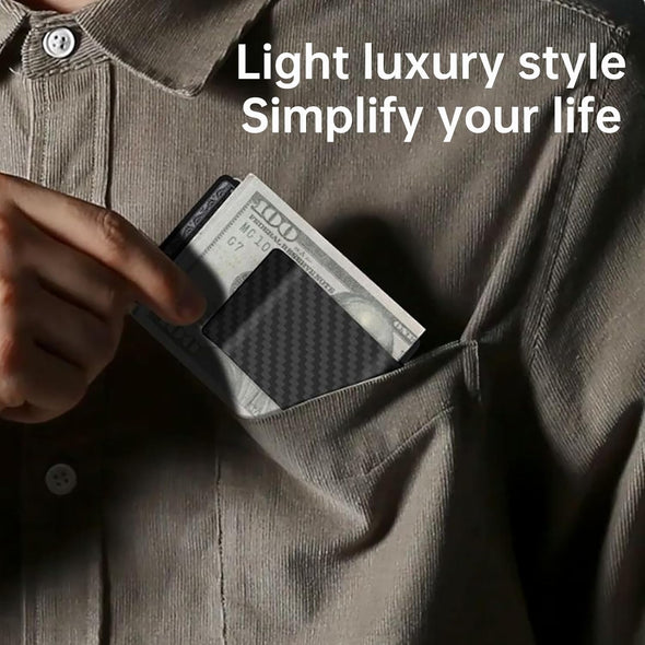 Carbon Fiber Wallet Money Clip for Cash and Credit Card, Super Slim & Light Minimalist Holder Clip for Men