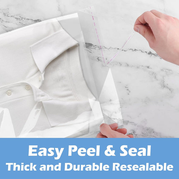 Cellophane Bags, 70 Pcs Resealable Clear Poly Bags for Clothes, Shirt Bag, Decorative Wrappers, Party Favors & Artwork(12X16)