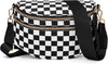 Bum Bags for Women Crossbody,Nylon Checkered Crossbody Bag Large Sling Bag Checkered Purse Oversized Slouchy Belt Bag