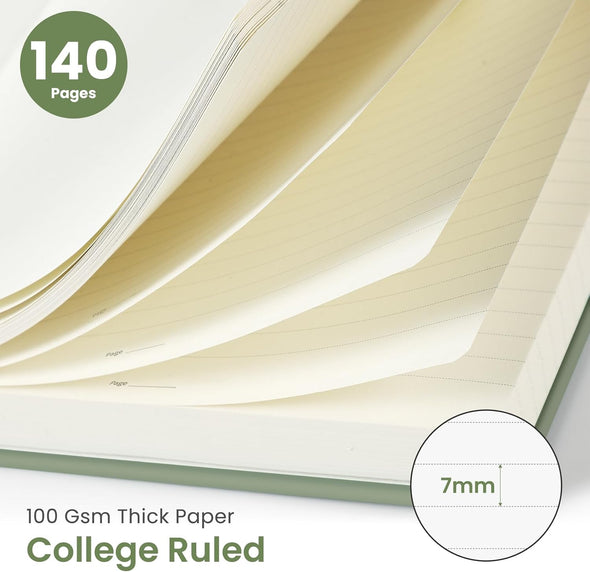 Lined Spiral Journal Notebook for Women & Men, 140 Pages, College Ruled Hardcover Notebook for Work & Note Taking, Journals for Writing, A5(6"X8") - Green