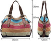 Canvas Handbag Multi-Color Striped Lattice Cross Body Shoulder Purse Bag Tote-Handbag for Women