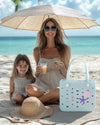 BAGSMART Beach Bag for Women, Water-Resistant Rubber Tote Bag, Sandproof Vacation Essentials for Summer Swim Cruise Pool