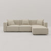 Acanva Luxury Modular Leather Sectional Sofa Set with Ottoman and Chaise, L-Shape, Cream