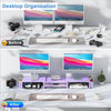 Gianotter Dual Monitor Stand Riser, Desk Organizer with Drawer and 2 Pen Holders, Desk Organizers and Accessories, Purple Office Decor (Purple)