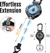 MNGARISTA 2-Pack Retractable Keychain, Heavy Duty 10 OZ Retraction 3K Carbon Fiber ID Badge Reel, Carabiner Badge Holder Hook Upgraded 31.5" Stainless Steel Cord Lanyard with Clip Strap and Key Ring