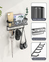 Key Holder for Wall - Key Rack with 5 Key Hooks, 11.02" L×2.75" W×4.92" H, Key and Mail Organizer Wall Mount with Mesh Basket, Key Hanger for Wall, Entryway, Home Decor(Matte Black)