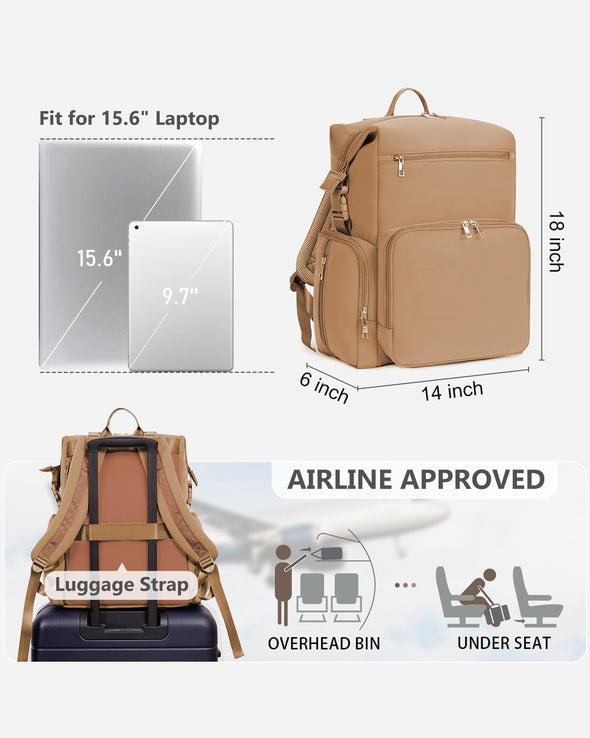 CEI-CEI Neoprene Diaper Bag Backpack Waterproof Baby Changing Bags for Mom and Dad with Changing Pad Large Travel Maternity Tote with Insulated Pockets and Organised Compartments (Oat)