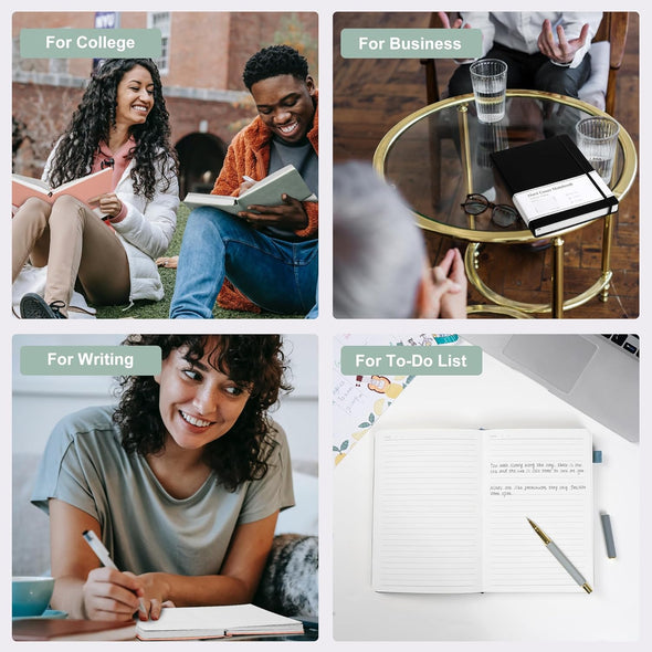 CAGIE Lined Journal Notebook for Women Men 320 Pages 100 Gsm Paper Thick Journaling Notebooks A5 Leather Journals for Writing Hardcover Journal Supplies for Work Note Taking Diary, 5.7X8.3 In, Green