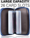 Easyoulife Genuine Leather Credit Card Holder Zipper Wallet with 26 Card Slots