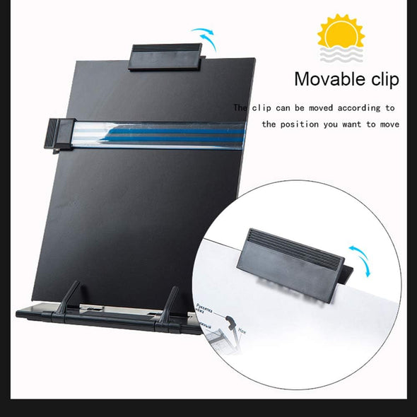 Hanghs Desktop Document Holder/Paper Stand/Clipboard for Sheet Music/Cookbook/Book with 7 Adjustable Positions and a Highlighting Side Clip Black