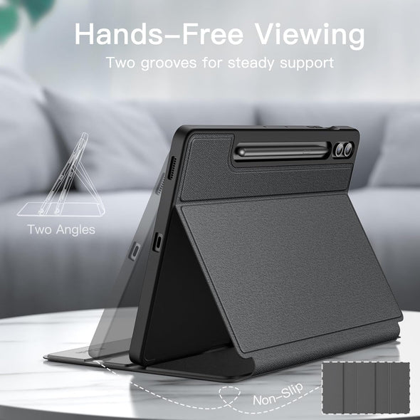Jetech Case for Samsung Galaxy Tab S9 FE+ / S9 FE plus 12.4-Inch with S Pen Holder, Slim Folio Stand Protective Tablet Cover, Multi-Angle Viewing (Black)