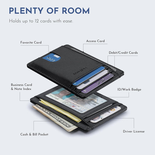 Buffway Slim Minimalist Front Pocket RFID Blocking Leather Wallets for Men and Women