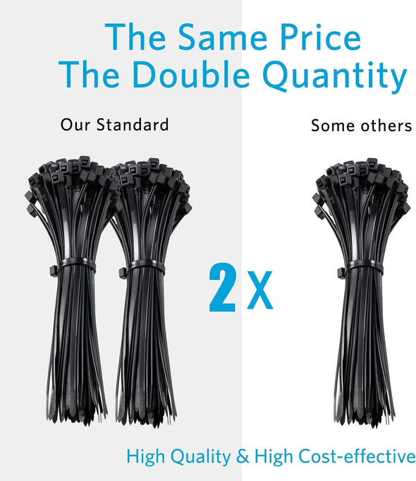 Zip Ties 4 Inch (200 Pack), Small Zip Ties with 18 Lb Tensile Strength, Black, by Tantti Supply
