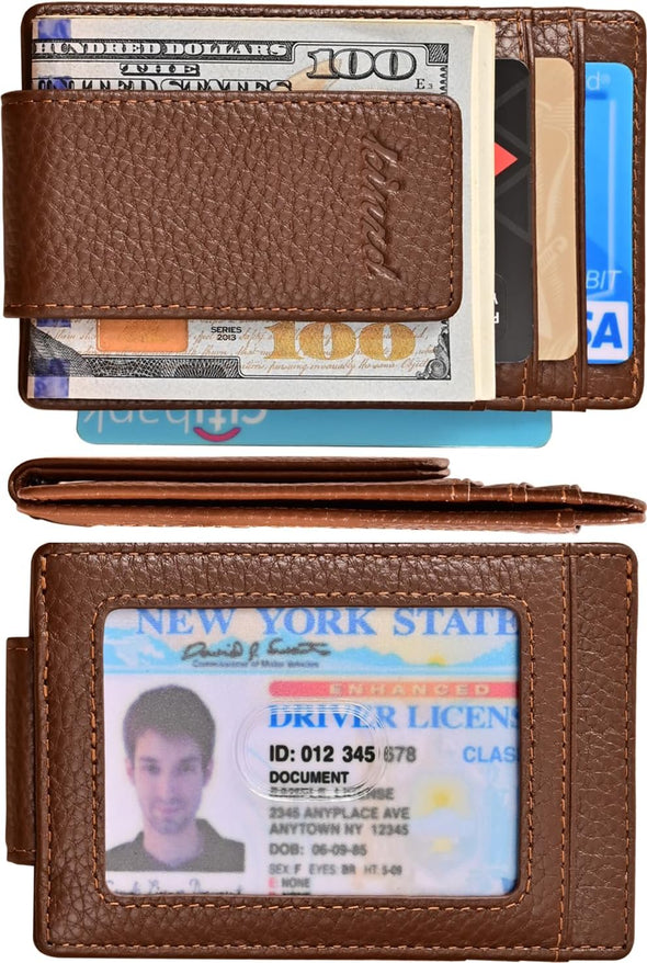 Money Clip, Front Pocket Wallet, Leather RFID Blocking Strong Magnet Thin Wallet