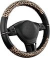 Road Comforts Leopard Steering Wheel Cover - Made with PVC Leather Cheetah Print - Anti-Slip, Universal Fit 14 1/2 Inches to 15 Inches - Black