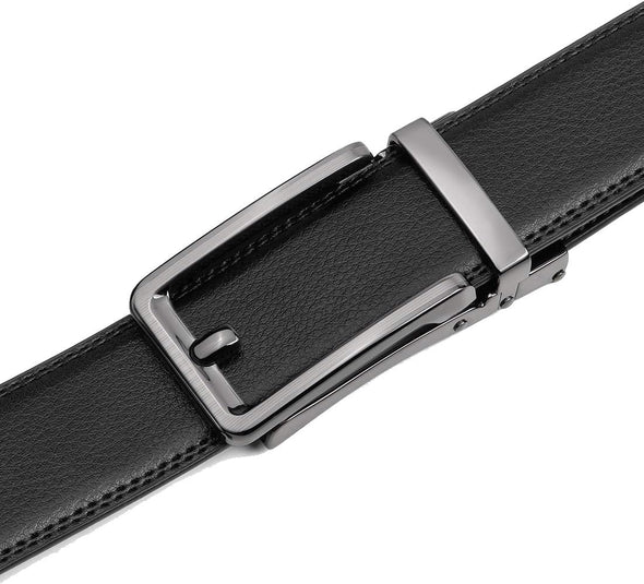 Founders & C Men'S Leather Ratchet Comfort Click Belt Dress with Slide Buckle -Adjustable Trim to Fit