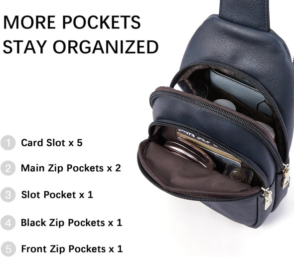BOSTANTEN Small Sling Bag for Women Leather Crossbody Bags Fanny Pack Chest Bag for Travel